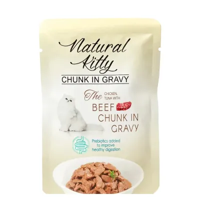 Natural Kitty saszetka KURCZAK, tuńczyk z kawałkami wołowiny Natural Kitty saszetka KURCZAK, tuńczyk z kawałkami wołowiny