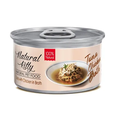 Natural Kitty BROTH puszka TUŃCZYK z kurczakiem w bulionie