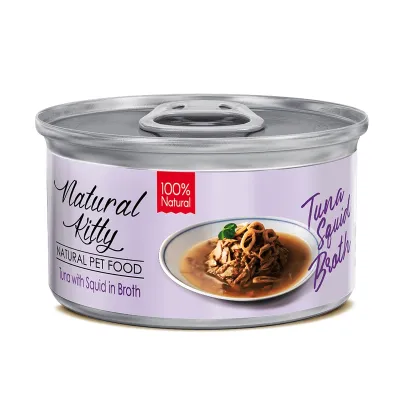 Natural Kitty BROTH puszka TUŃCZYK z kalmarem w bulionie